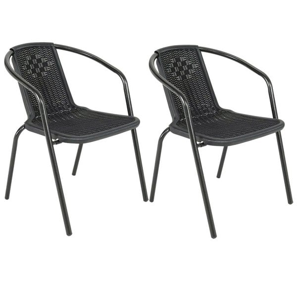 Garden Ripple Round Table With Umbrella Hole Or 2/4/6 Stacking Chairs Garden Dining Sets Living and Home Only 2Pcs Black Chairs
