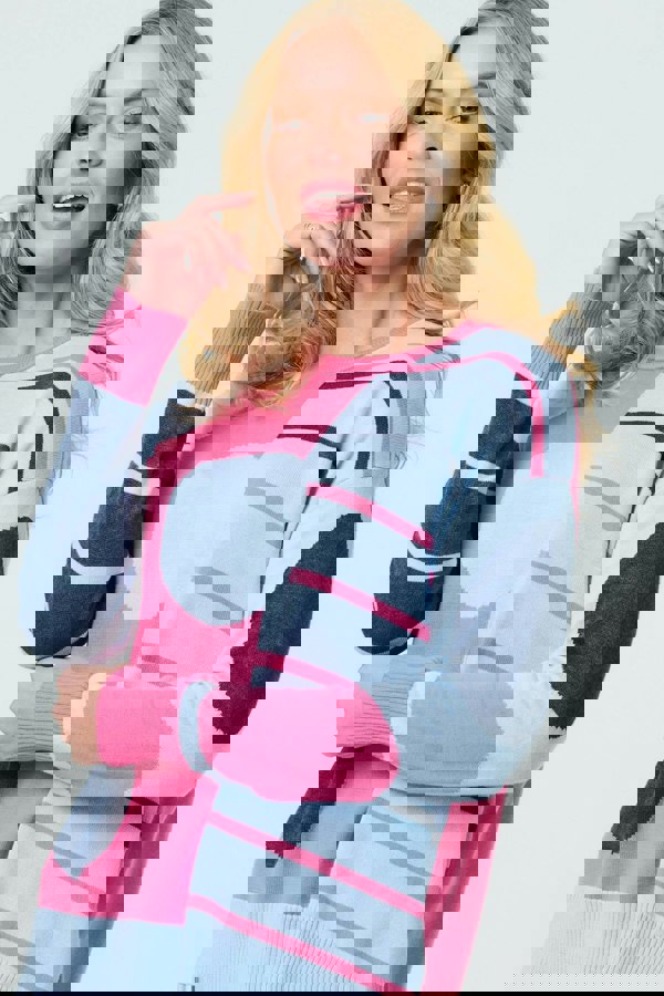 Blue | Abstract Print Drop Shoulder Jumper
