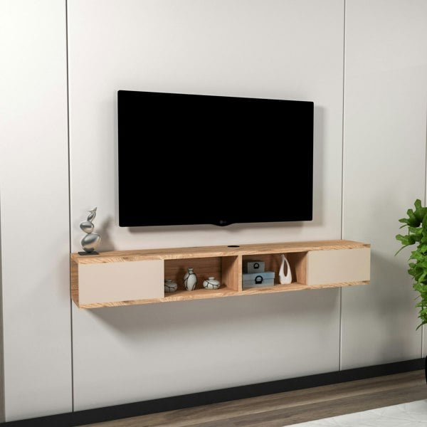 Destina Home Floating TV Stand with Shelves and Cabinets Colin