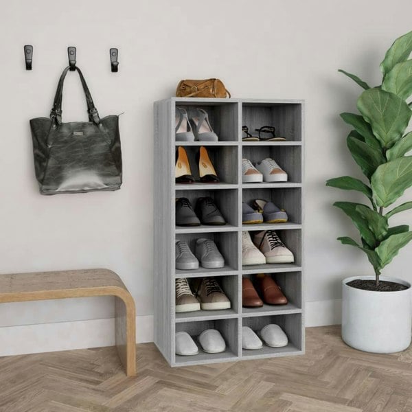 Berkfield Shoe Rack Grey Sonoma 54x34x100.5 cm Engineered Wood