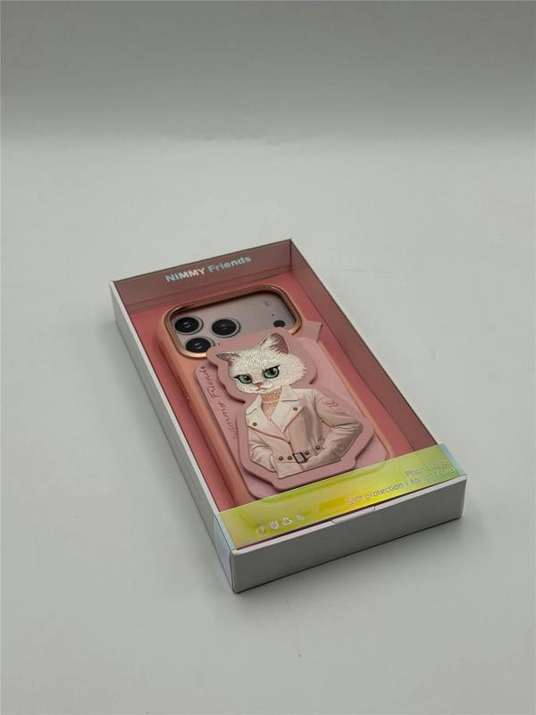 Nimmy Friends Nimmy White Cat Magnetic Combo Case with Detachable MagSafe Card Holder Stand for iPhone 17 Pro 6.3" Pink - N-CXMC-KTZH-IP17-PRO-04