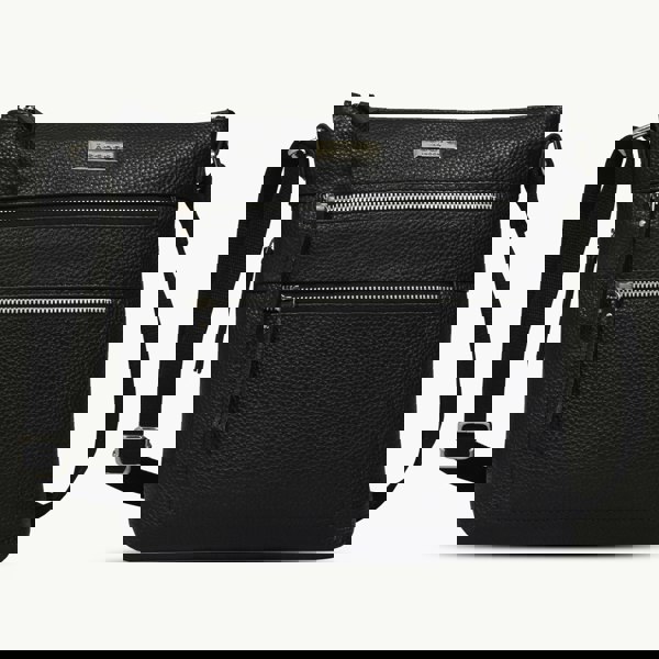 Assots London 'CORI' Black Pebble Grain Real Leather Crossbody Bag