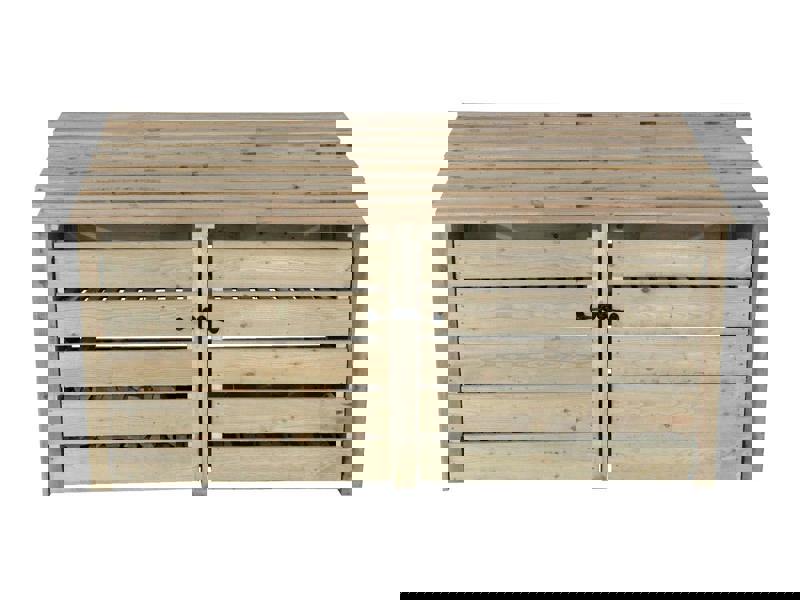 Arbor Garden Solutions Slatted Wooden Log Store with Doors W-227cm, H-126cm or 180cm, D-88cm