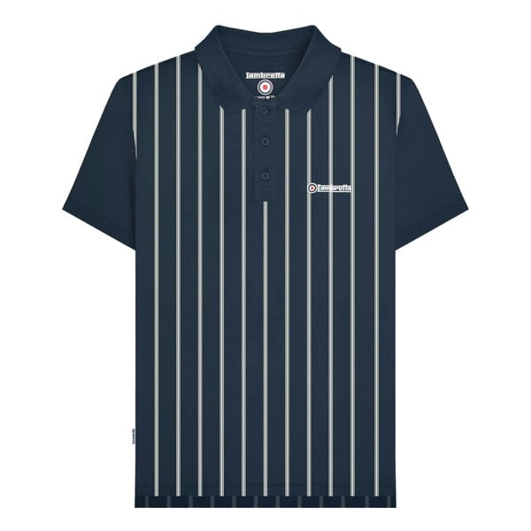 Lambretta Mens Pinstripe Polo Shirt - Navy/White