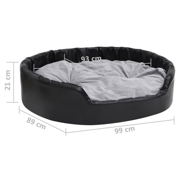 Berkfield Dog Bed Black and Grey 99x89x21 cm Plush and Faux Leather