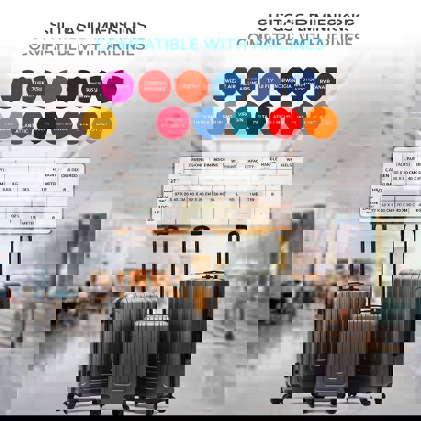 Flight Knight Set of 3 Hard Shell Suitcases Carry On Cabin & Check in Hold Luggage