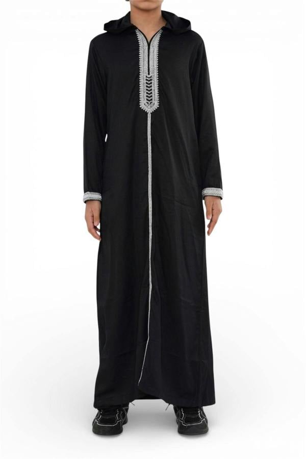 Infinity Leather Kids Boys Eid Hooded Moroccan Thobe Robe Djellaba Ramadan Jubba- K-HM3