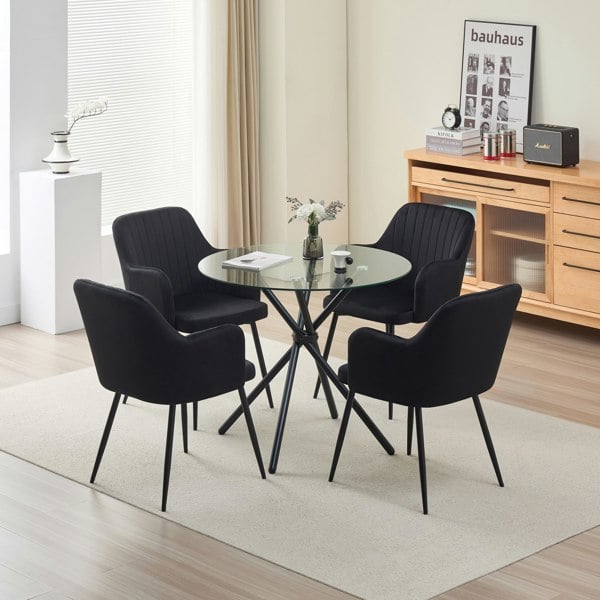 Indoor Living New York Dining Table with 4 Charlotte Velvet Chairs