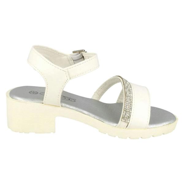 Spot On Girls Spot On Mid Heel Diamante Strap Ankle Buckle Sandal
