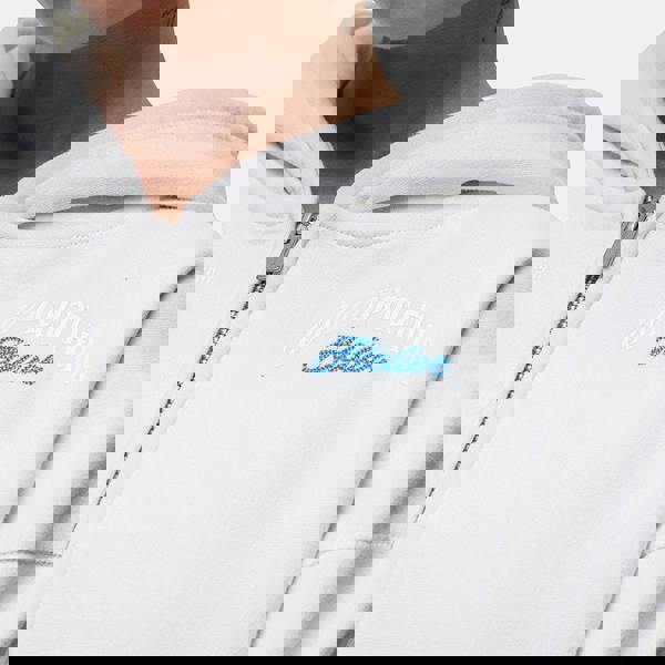 Good For Nothing White Embroidered Relaxed Fit Zip Through Hoodie - White Image 3