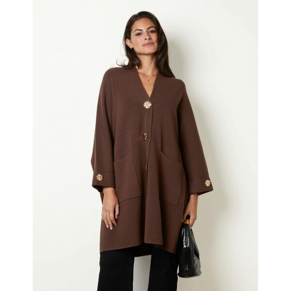 Blue Vanilla Gold Button Heavy Knit Cardigan