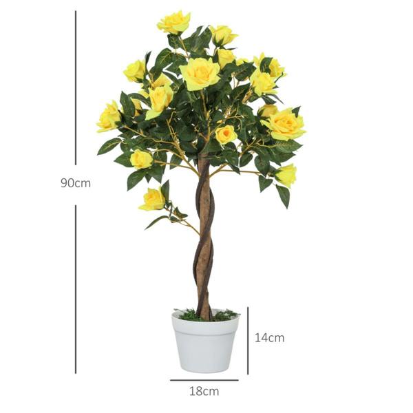 Dyzi Set of 2 90cm Artificial Rose Trees Potted Decorative Plants