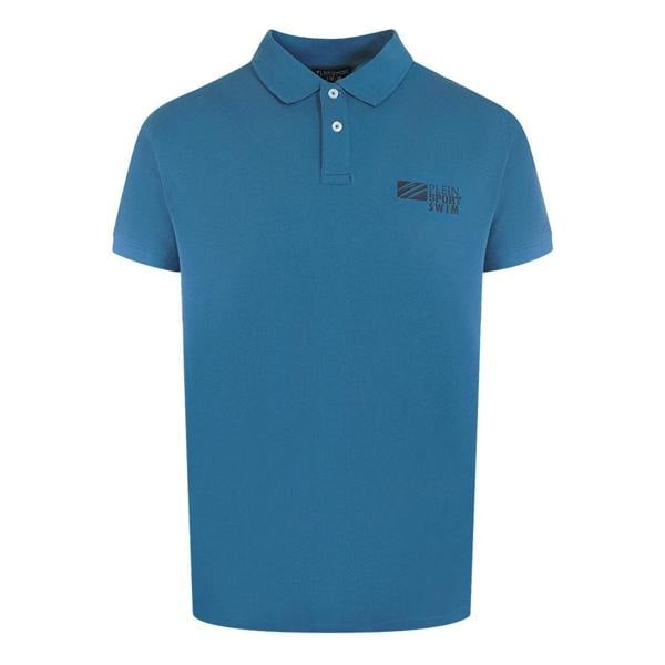Plein Sport Classic Logo Stretch Light Blue Polo Shirt