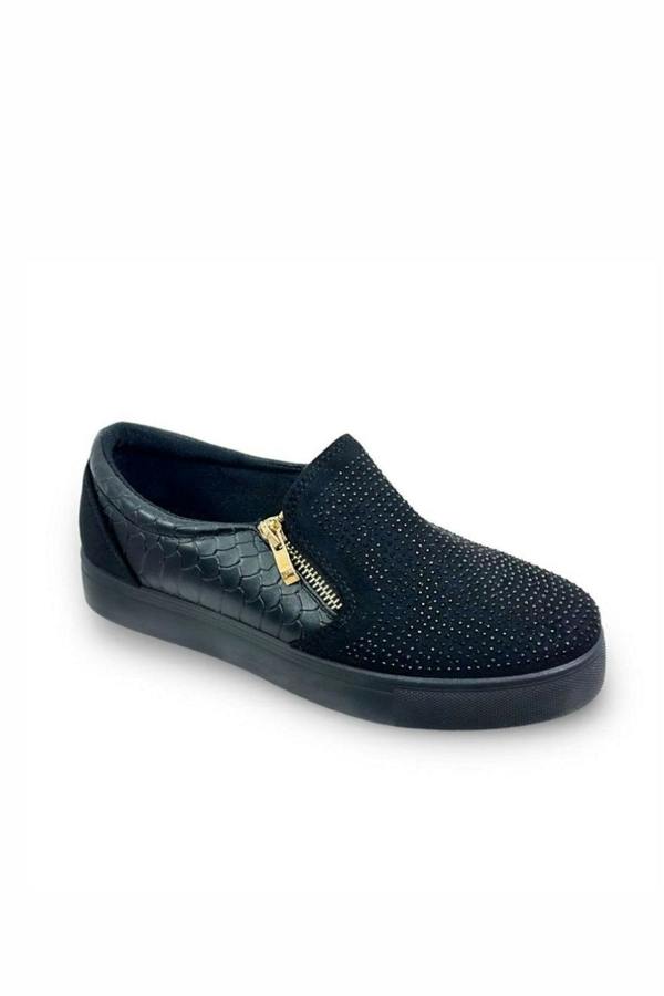 Love Lemonade Crystal Suede Zip Pumps Black Trainers