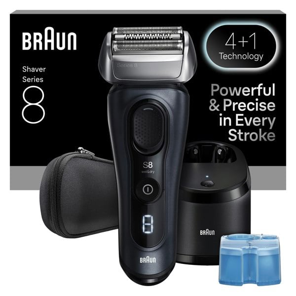 Braun Series 8 8663CC Electric Shaver, SensoAdapt, SmartCare Center - Grey