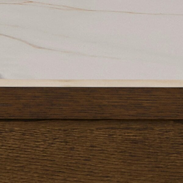 Wyld Haus Cork 180cm Rectangular Cream Ceramic Dining Table with Oak Veneer Base