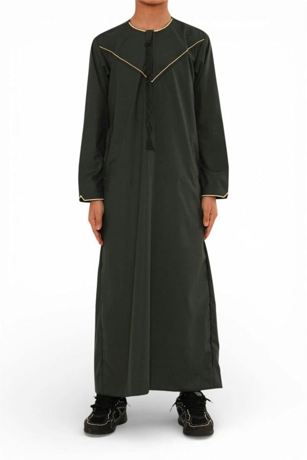 Infinity Leather Kids Boys Ramadan Moroccan Jubba Robe Djellaba Eid Thobe - K-TT-006