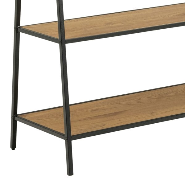 Furniture To Go Seaford Black Metal Clothes Rack with 2 Oak Shelves