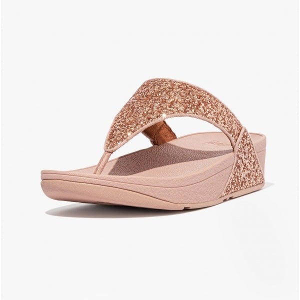 FitFlop LULU GLITTER Womens Toe Post Sandals Rose Gold