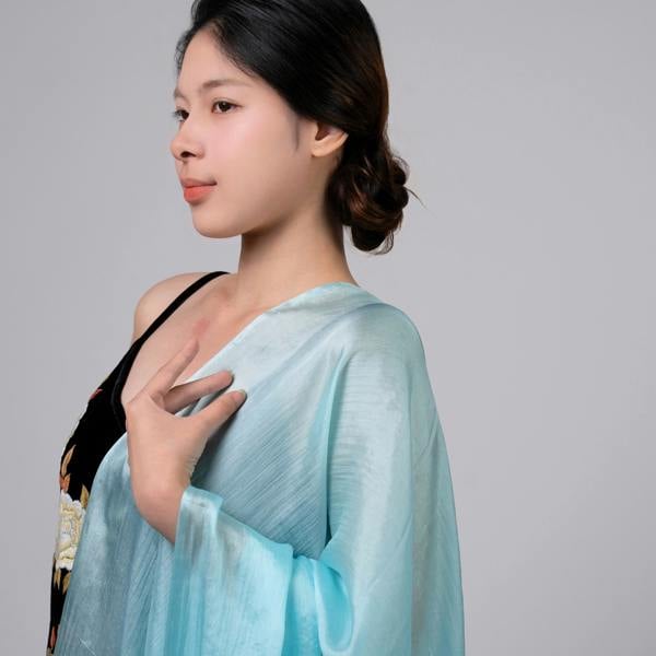 Ice Blue Silk Scarf – Hand-Dyed Mulberry Silk, Bridesmaid & Evening Wrap