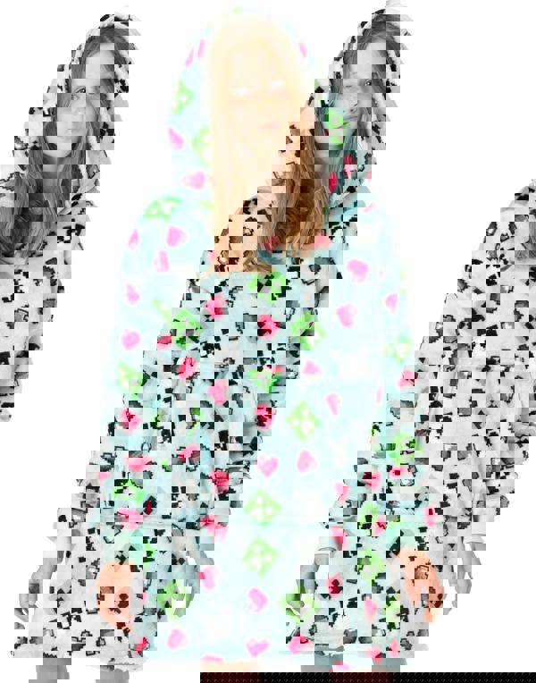 Minecraft Girls Blue Creeper Blanket Hoodie