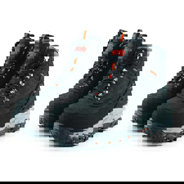 Scruffs Scarfell Mens Safety Steel Toe/Midsole Work Ankle Boots, black work boots with sturdy sole, lace-up design, and protective steel toe for safety.