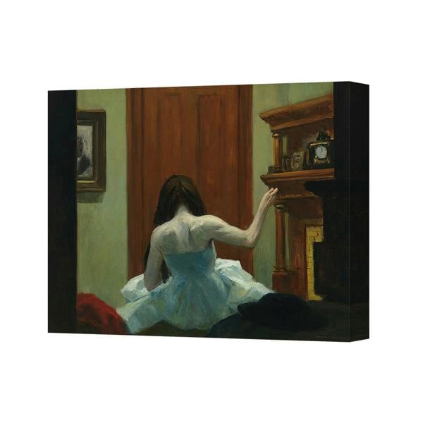 Benjamin Tate Design Canvas Art Print Woman In Blue Dress By Fireplace Interior Scene 5245