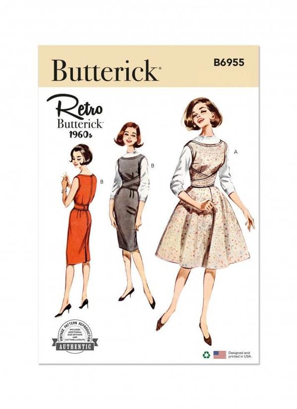 Butterick Sewing Pattern 6955, Dresses, Vintage Style for Women, B5 (8-10-12-14-16) - Easy