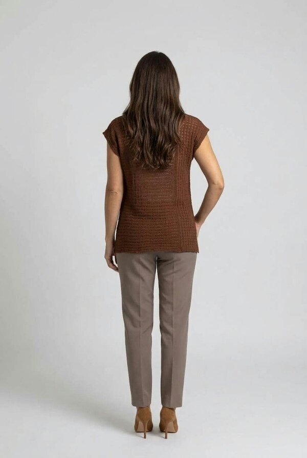 Izabel London Sheer Mesh Texture Cap Sleeve Top