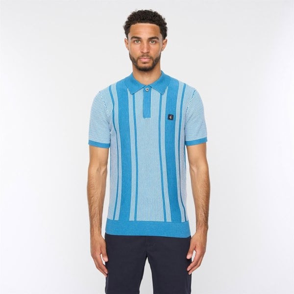 Gabicci V54GM04 Mens Dante Short Sleeve Pattern Knitted Polo Gabicci Vintage - AQUA