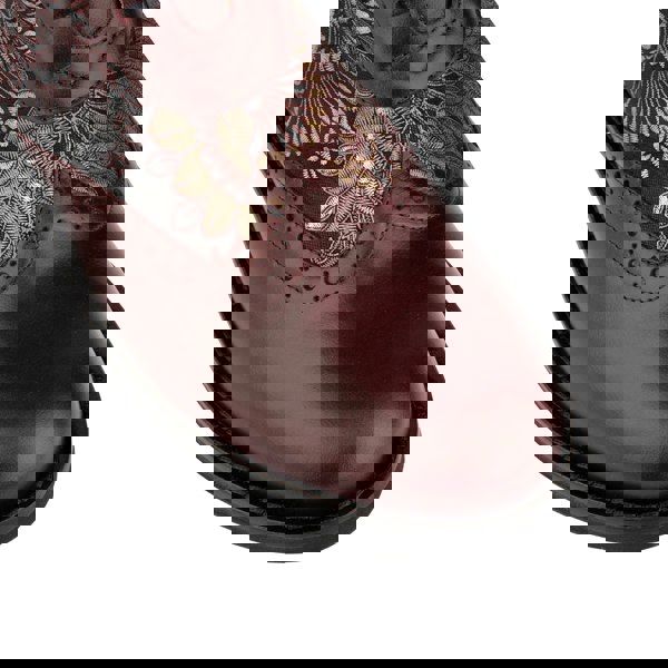 Embassy London Mantis - Floral & Burgundy - Women's above-the-ankle lace-up boot with brogue & paisley detailing