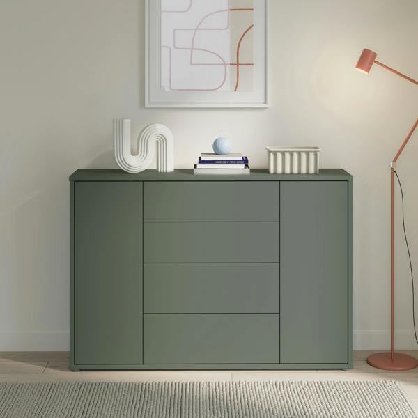 Furniture To Go Alice Springs Wide Sideboard with 4 Drawers & 2 Doors with Push-to-Open in Sage Green