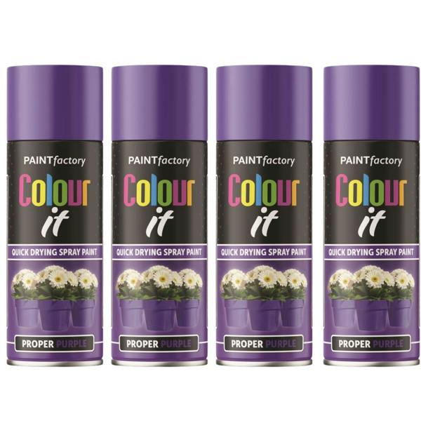 Paint Factory 4X  Proper Purple Gloss Spray Paint 400ml