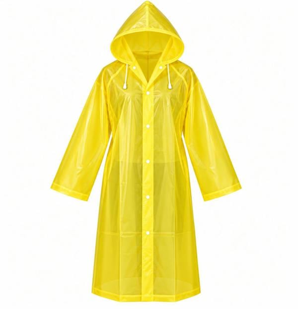 ATEK Large Hooded Waterproof Raincoat Yellow Lightweight Travel Rain Jacket