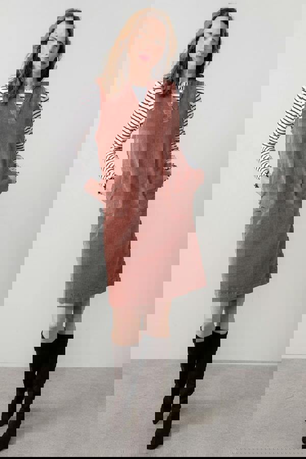 Lily & Me Belle Stretch Cotton Jumbo Cord Dress Antique Rose