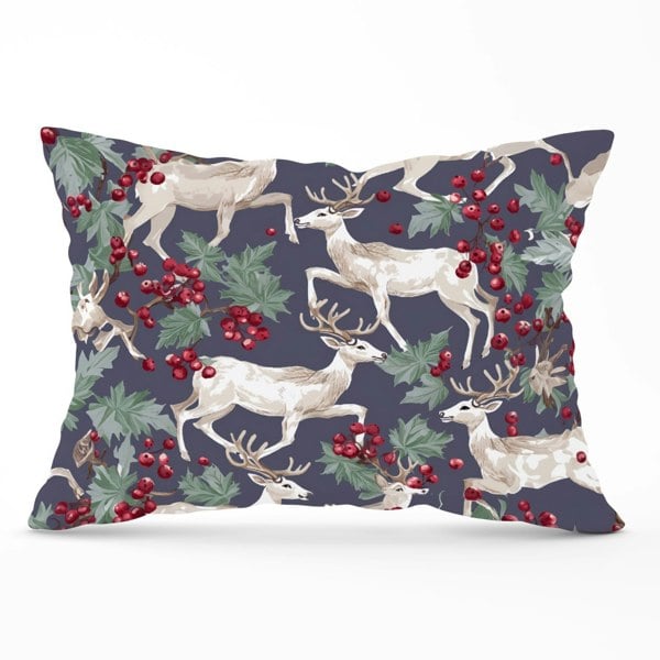 Warren Reed Reindeers And Holly Cushions