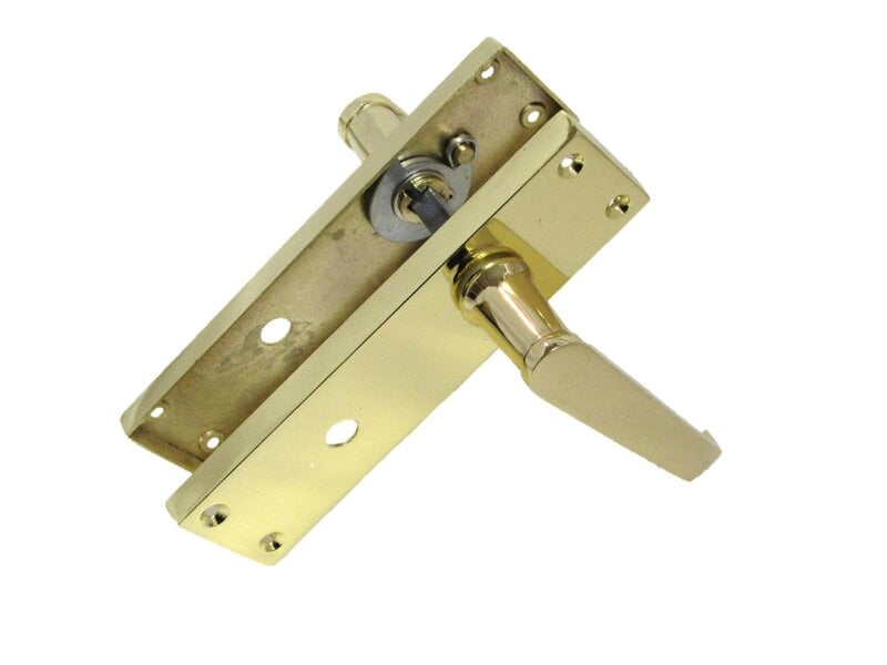 Door Handle Sets Victorian Straight Bathroom Lock Handles Brass Plated (Bathroom Lock Handle x 1)