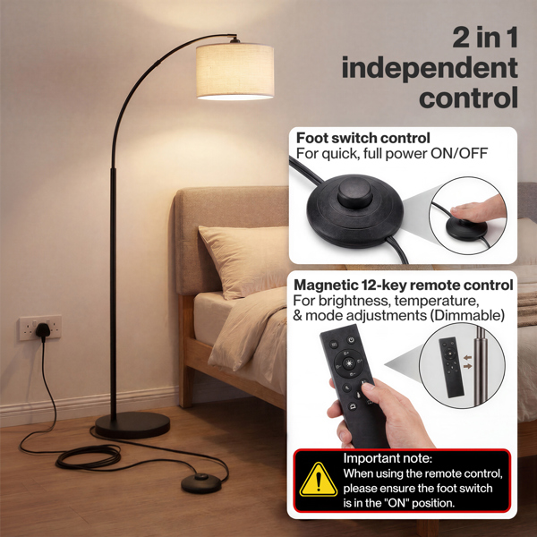 Emitto Floor Lamp Dimmable Standing Reading Light LED Colour Temperatures Black