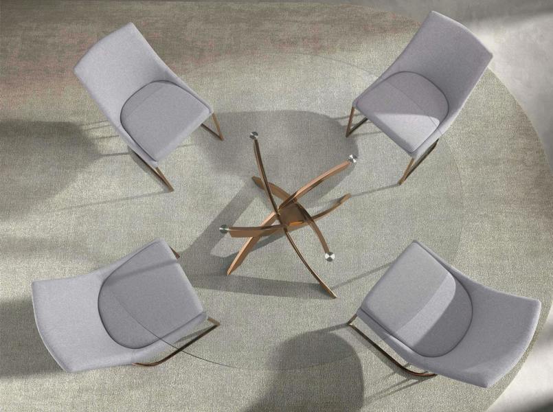 Angel Cerdá Round dining table tempered glass and pink steel 1169