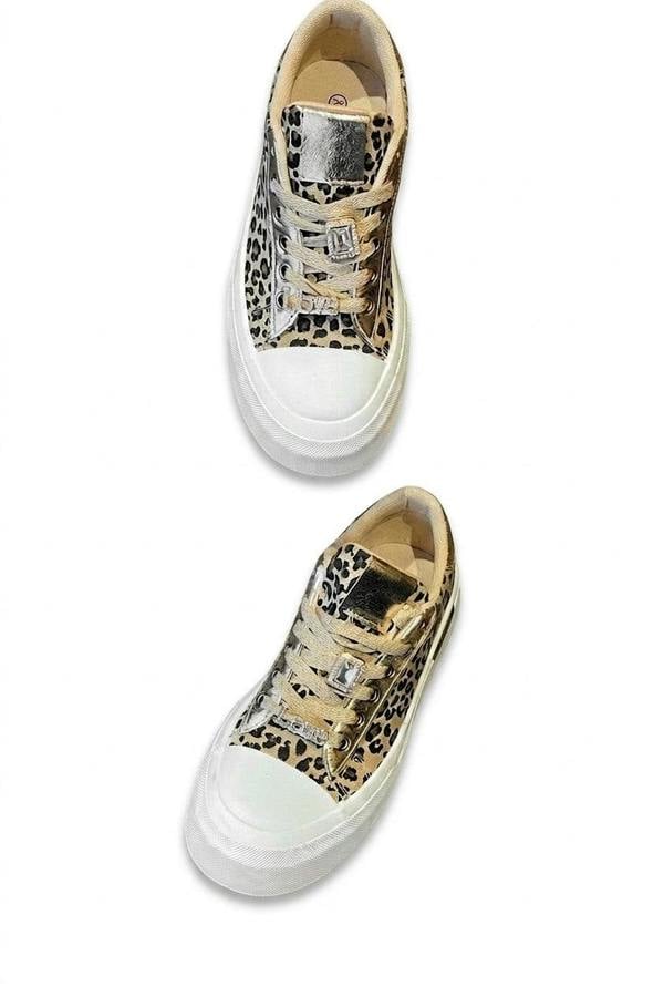 Angelah Lace Up Love Platform Trainers - Leopard_wb