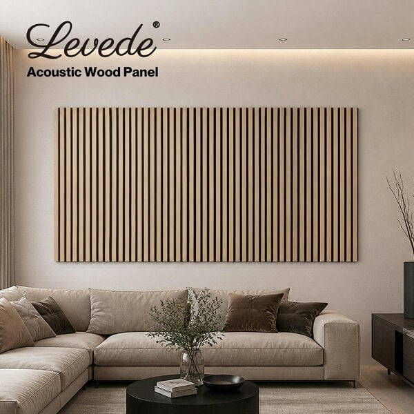 Levede Wall Panels Acoustic 4Pc 120 x 60cm Sound Absorbing NRC>0.7 Home Oak