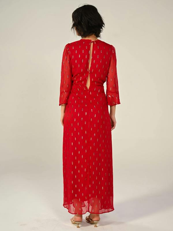 Rose & Nancy Tory Red Sparkle Maxi Dress