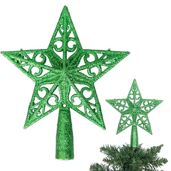 14.5cm Glitter Star Christmas Tree Topper in Red, Gold, Silver, Blue, Rose Gold, Ice Blue, Dark Green and White image 1