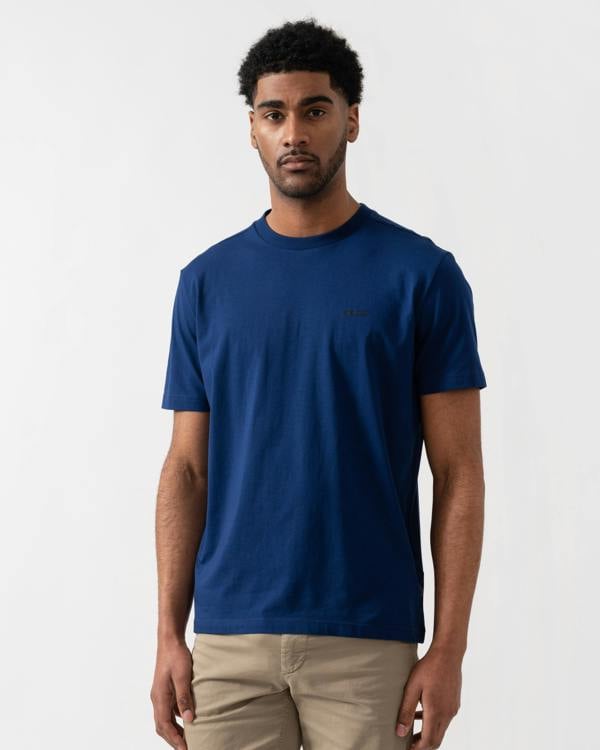 BOSS Green Tee Mens Stretch Cotton T-Shirt with Contrast Logo - Medium Blue 421