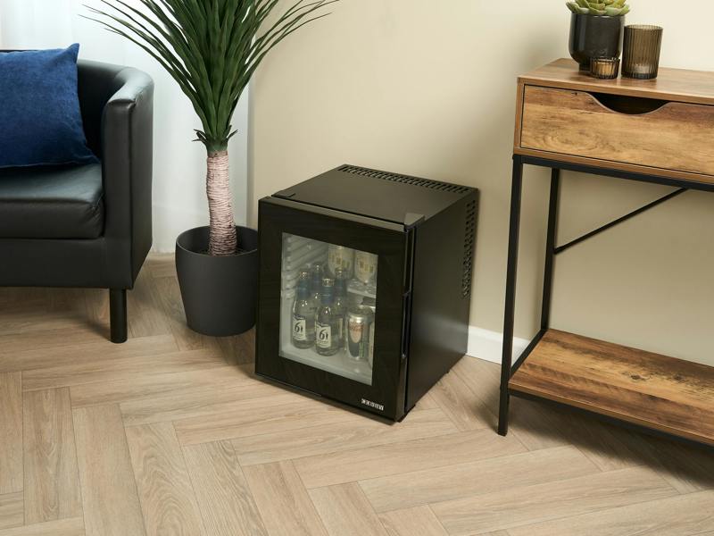 Corby Eton 20L Glass Door Minibar in Black - UK Plug