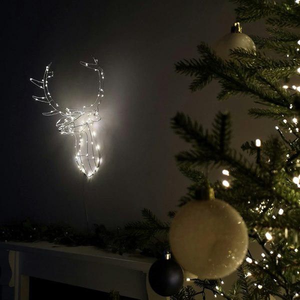 Samuel Alexander 70cm Festive Christmas Indoor Outdoor Twinkling LED Reindeer Head in Warm White