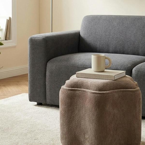 Garden Greatness Curvy Chenille Storage Ottoman with Tray Top