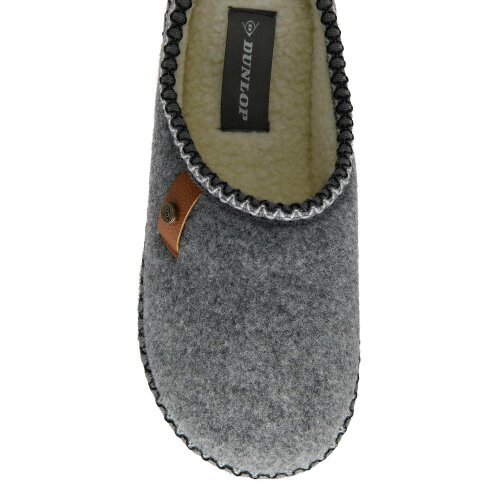 Dunlop Ladies Felt Look Mule Slippers Grey Oatmeal Warm Plush UK 3-8