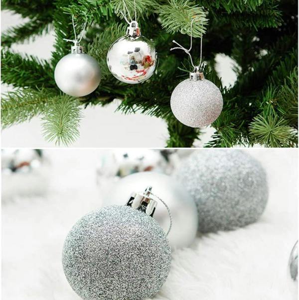 Silver Shatterproof Christmas Baubles Pack Sizes 9 or 18, 5cm Tree Decorations image 6