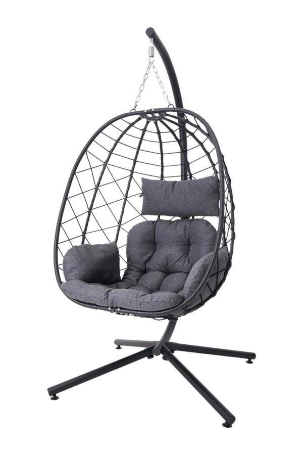 Living and Home Egg-Shaped Hanging Chair with Soft Cushion & Headrest